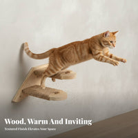 Solid Wood Construction Wall Mounted Cat Steps Space Saving Wooden Cat Climbing Steps Scratch Friendly Easy Installation for Cats, Kittens