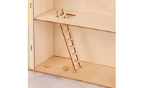 Assembly Cottage with Ladder Unfinished Wooden Woodcraft Two-Tier Miniature Wooden house for Hobbyists