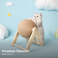 Cat Scratching Sphere Furniture Protection Sisal Rope Scratcher Sphere Wooden Stand Cat Scratcher Interactive Pet Supplies