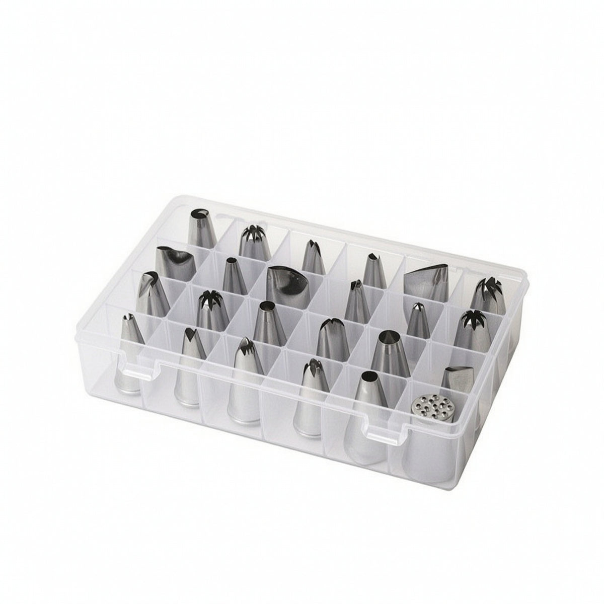 24 Pieces Organized Piping Tip Set with Storage Box Assorted Shapes Piping Tips with Storage Box Rust-Resistant Cake Decorating Tips with Case Food-Grade for Bakers, Beginners, Baking