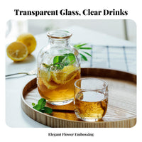 2 Pieces Cup as Lid Design Glass Bedside Water Carafe Set Easy to Clean Nightstand Water Carafe Glass Set Dishwasher Safe for Bathroom, Home