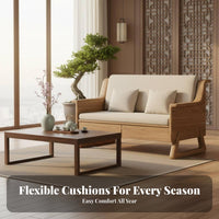 Wooden Sofa with Drawers New Chinese aesthetic Living Room Furniture sturdy Wood Frame Couch for Small Families, Apartment Dwellers, Lounge, Bedroom, Study