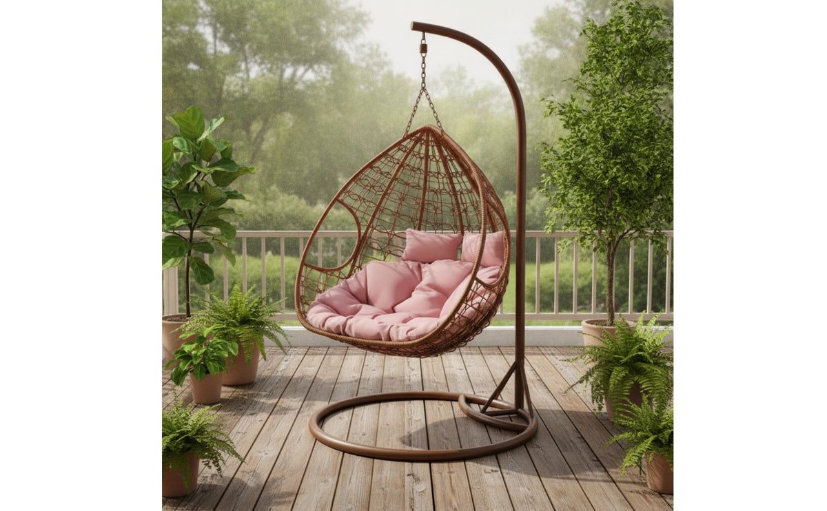 Weather-Resistant Egg Chair with Stand Weatherproof Hanging Basket Chair Waterproof Woven for Backyard, Balcony, Reading Nook