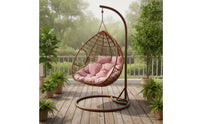 Weather-Resistant Egg Chair with Stand Weatherproof Hanging Basket Chair Waterproof Woven for Backyard, Balcony, Reading Nook