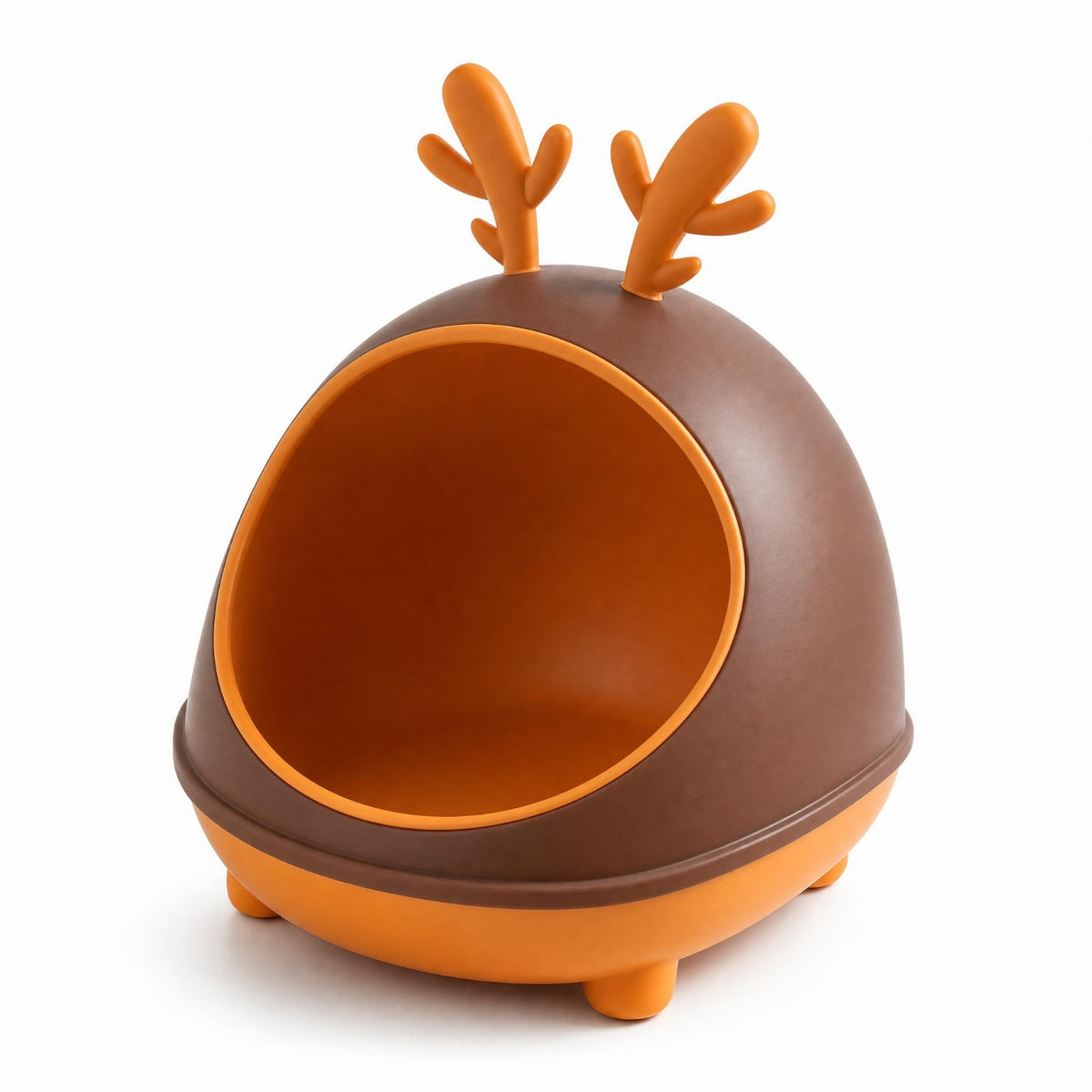Two-Tone Horn Jewelry Stand Open Front Deer Horn Organizer Decorative Dome Organizer Warm Finish