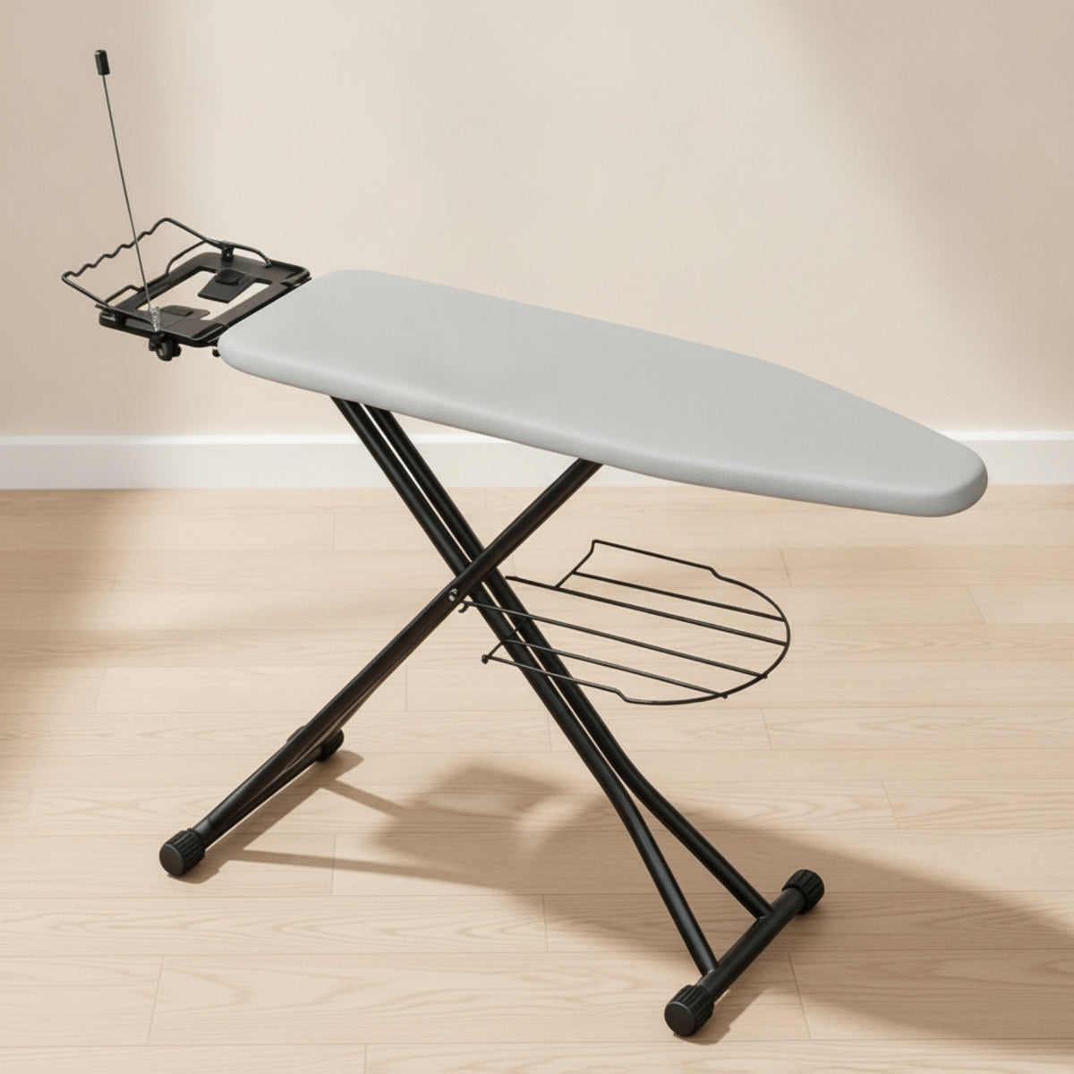 Ironing Board with Shelf Height-Adjustable Ironing Board with Iron Rest Foldable for Laundry Room