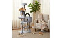 Self-Grooming Arch Feline Structure with Scratching Posts Multi-Level Feline Tree Pet Furniture for Cats, Kittens, Indoor