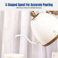 Electric Gooseneck Coffee Kettle, Adjustable Temperature, Stainless Steel, Smart Drip Over, Modern Minimalist Design