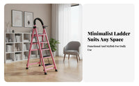 Foldable Folding Step Ladder Space-Saving Portable Step Ladder Multi-Functional Anti-Slip for Homeowners, DIY Enthusiasts, Handymen, Indoor, Kitchen, Garage, Office