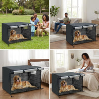 Dog Crate Cover, Waterproof Dog Kennel Cover with Roll-Up Panels, Thickened Oxford Cloth Pet Crate Cover for Indoor Outdoor Wire Cage Privacy