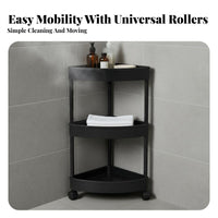 Space-Saving Multi-Tier Rolling Shelf Waterproof Multi-Tier Rolling Utility Trolley Rust-Proof Corner Rack Drainage Holes for Apartment Dwellers, Homeowners, Students, Bathroom, Bedroom, Kitchen, Office