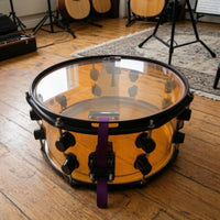 14inch Snare Drum with Black Hardware Translucent Acrylic Snare Drum Glossy for Drummers, Artists, Live Stage, Practice Room