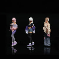 3 Pieces 1:64 Girl Figurines Scene Decoration Mini Resin Doll Set Realistic Design Miniature Decor for Display