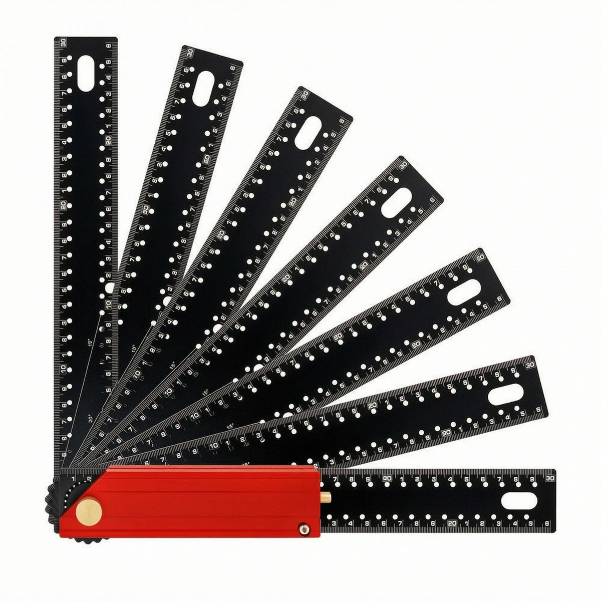 Rotatable Multi-Angle Marking Ruler Detent Positioning Foldable Angle Ruler Double-Sided Graduations Layout Tool Metric for Woodworking