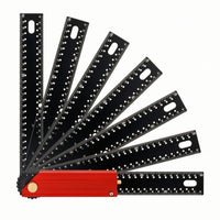 Rotatable Multi-Angle Marking Ruler Detent Positioning Foldable Angle Ruler Double-Sided Graduations Layout Tool Metric for Woodworking