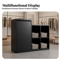 High-Low Merchandise Table Simple Design Retail Island Counter Easy Assembly Store Display Cabinet with Shelves for Retailers, Boutiques, Showrooms