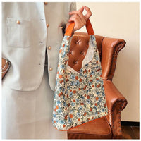 Casual Tote Bag with Floral Print Soft Slouchy Shoulder Bag Comfortable Handbag Portable for Women
