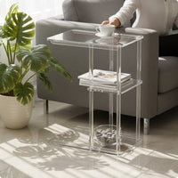 3-Tier Acrylic Side Table Easy to Match Acrylic C-Shaped Table Modern Minimalist Style Home Furniture for Bedroom