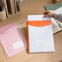 A4 Transparent Document Folder with Snap Button Closure and Card Slot, Multi-Color File Organizer for Students