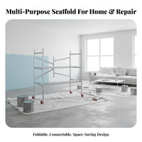 Folding Scaffold Foldable Design Adjustable Height Work Surface Multi-Functional Portable Utility Scaffold for Handymen, Contractors, Indoors, Garage