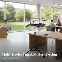 Adjustable Display Tripod Stand Multi-Functional Adjustable Tripod Stand Foldable Tray Mobile Presentation Stand for Conference Room