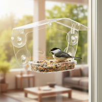 Clear Window Bird Feeder with Suction Cups Transparent Window Bird Feeder House-Shaped Weatherproof for Nature Lovers, Backyard, Patio