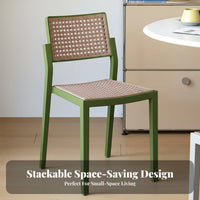 Stackable Plastic Woven Chair Modern Minimalist design Dining Seat Ergonomic support structurerest Seating Furniture Easy Assembly for Homeowners, Restaurant Owners, Interior Decorators