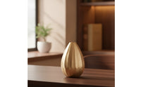 Egg-Shaped Vase Aluminum Ribbed Vase Textured for Tabletop, Entryway Table