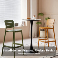 Minimalist Design Stackable High Stool Indoor & Outdoor Use Bar Chair Easy to Clean Seating Furniture Single-Piece Molded for Adults, Homeowners, Business Owners, Cafe, Patio, Kitchen, Dining Room