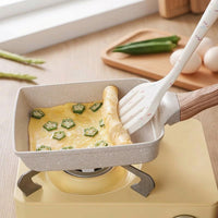 Frying Pan for Induction Hob and Omelette Pan, Aluminum Pancake Pan with Wood-Look Handle, Small Steak Pan for Fried Egg, Breakfast Pan Induction