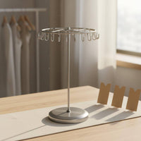 Wrought Iron Rotating Necklace Stand Detachable Design Jewelry Display Rack Stable Base Metal Earring Hanger for Dresser Top, Craft Fair