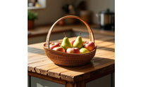Boat-Shaped Basket with Handle Farmhouse Woven Basket with Handle Open-Top for Kitchen, Dining Table, Weddings