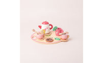 12 Pieces Wooden Tea Set Preschool Pretend Tea Set Wooden Playset Kids Colorful for Nursery