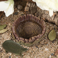 Tree Stump Bowl Tortoise Water Bowl, Realistic Resin Tortoise Water Dish for Reptiles and Frogs, Shallow Depth Reptile Feeding Accessory, 2.5cm