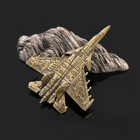 Brass Airplane Figurine Collectible Brass Fighter Jet Decorative Metal Aircraft Ornament for Aviation Fans, Aviation Enthusiasts, Desk, Bookshelf