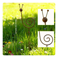 Rustic Design Weathered Snail Plant Support Artistic Accent Weathered Metal Snail Stake Weatherproof for Gardeners, Flower Bed, Patio