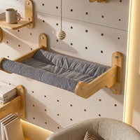 Cat Activity Center Wall Mounted Pegboard, DIY Wood Climbing Wall with House, Japanese Style Walkways and Furniture Climbing for Indoor Cats