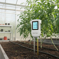 Large Backlit LCD Screen 6-in-1 Soil Tester Portable Design Soil Moisture Light Fertility Meter °C/°F Switchable Multi-Function Plant Sensor Easy to Use for Farmers, Gardeners, Houseplant Owners, Greenhouse, Farm, Potted Plants, Lawn
