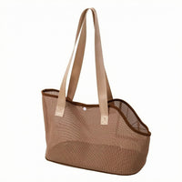 Shoulder Strap Mesh Pet Carrier Open Top Soft-Sided Carrier Rectangular Pet Tote Snap Closure for Small Pets, Everyday Outings, Travel
