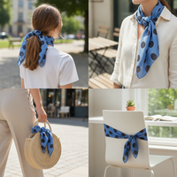 Polka Dot Silk Blend Scarf for Women, Lightweight Breathable Square Neck Scarf