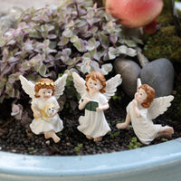3 Pieces Outdoor Mini Angel Planter Decor Miniature Size Angel Garden Stake
