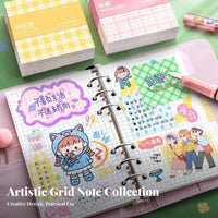 Cute Design Plaid Memo Paper Easy to Tear Grid Pattern Note Paper Multiple Colors for Students, Adults, Study, Desk Decoration, Scrapbooking