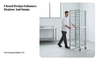 Aluminum Sheet Pan Rack Hygienic Enclosed Design Multi-Tier Bakery Trolley Dust-Verify Sheet Pan Rack for Baked Goods Chefs, Bakeries, Restaurants