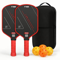 2 Pieces Pickleball Paddle Set with Bag and Balls Carbon Fiber for Practice