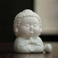 Compact Buddha Figurine with Incense Holder Small Buddha Figurine Zen Ceramic Incense Burner Cute for Buddhists