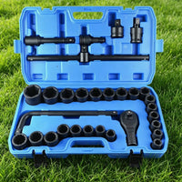30 Pieces Socket Wrench Set with Case Heavy-Duty Socket Wrench Kit Metric Mechanics Tool Kit with Case for Professionals, Home Improvement Hobbyists