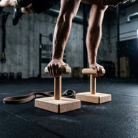 Wooden Press-up Bars Finish Wood Parallettes Wrist Friendly Training Gear for Home Workout