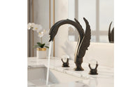 Sculpted Swan Faucet with Two Handles Ornate Swan Bathroom Faucet Raised Long-Lasting for Vanity