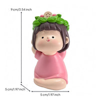 resin Stretching Figurine Stretching Pose Seated Figurine Green Leafy Headpiece Tranquil Resin Ornament