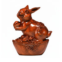 Rosewood Zodiac Set, Hand-Carved Hardwood Figurines, Chinese Style Desktop Craft